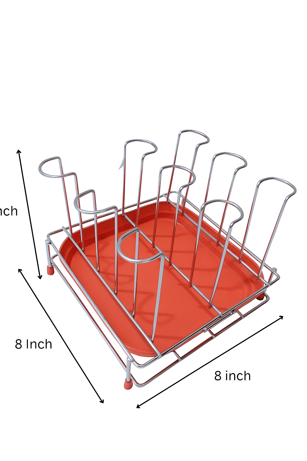 Stainless Steel Plate Stand with Drip Tray | Kitchen Dish Rack for Plates, Thalis & Lids | Multipurpose Plate Holder Organizer