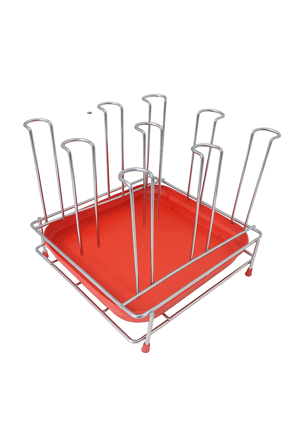 Stainless Steel Plate Stand with Drip Tray | Kitchen Dish Rack for Plates, Thalis & Lids | Multipurpose Plate Holder Organizer