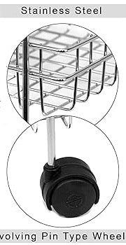 3-Tier Rolling Utility Cart  3-Layer Vegetable & Fruit Trolley with Wheels