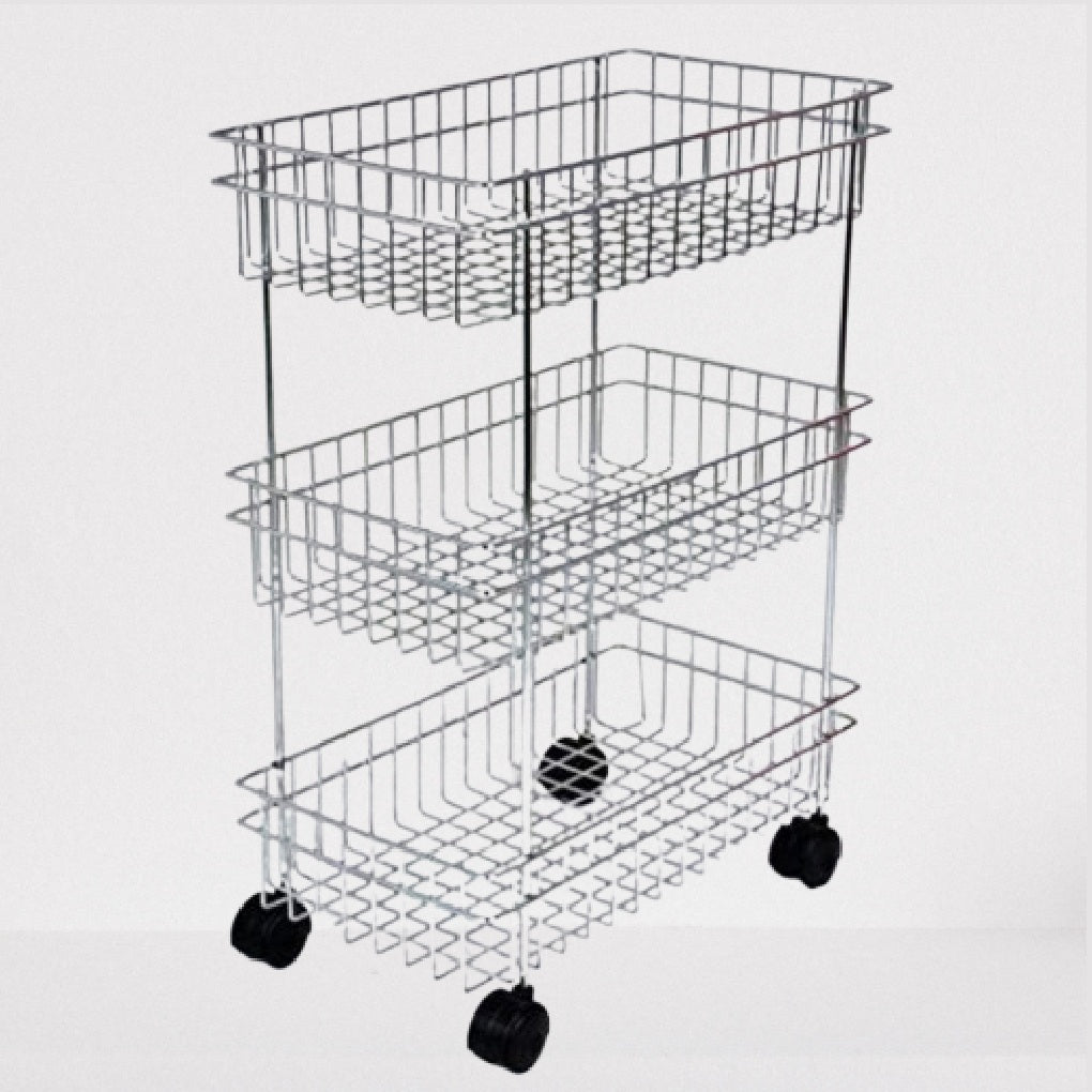 3-Tier Rolling Utility Cart  3-Layer Vegetable & Fruit Trolley with Wheels