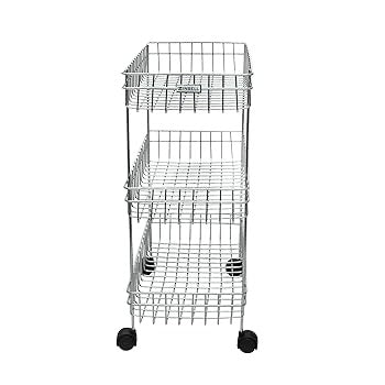 3-Tier Rolling Utility Cart  3-Layer Vegetable & Fruit Trolley with Wheels