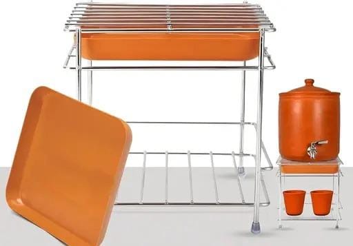 Straight Jali Matka Stand – Premium Stainless Steel with Tray