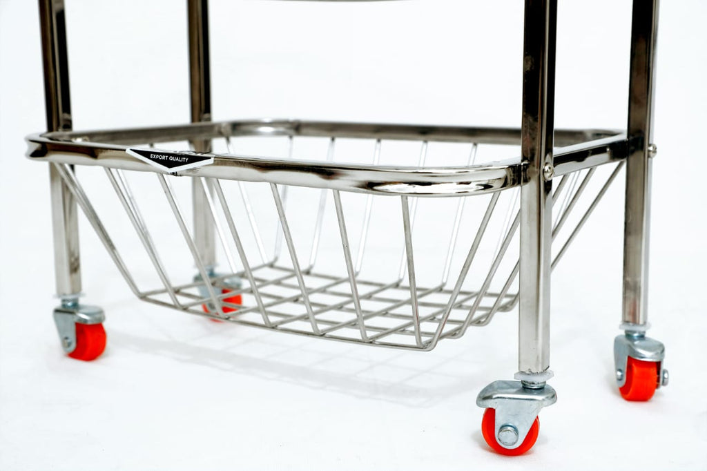 Square 3-Layer Stainless Steel Fruit & Vegetable Trolley