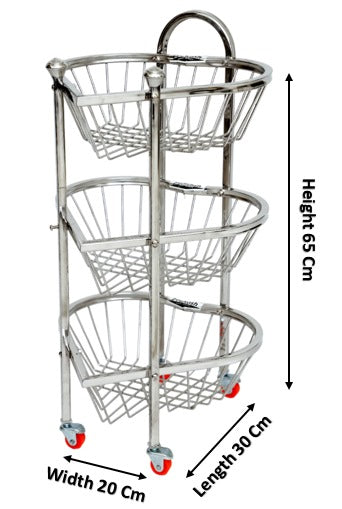 Heart Shape 3-Layer Stainless Steel Fruit & Vegetable Trolley