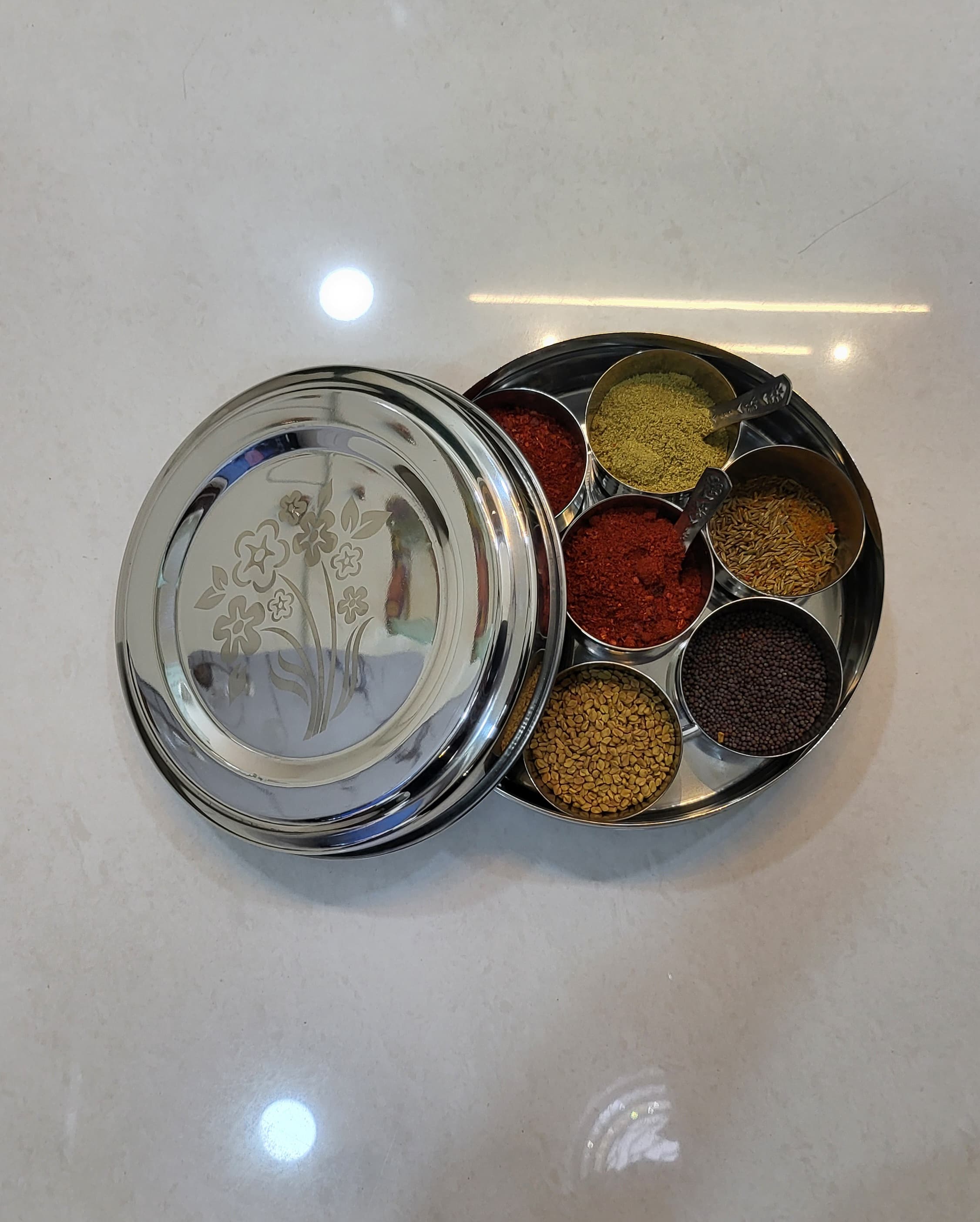 Organize your spices in style with our premium masala box, crafted to perfection for every Indian kitchen.