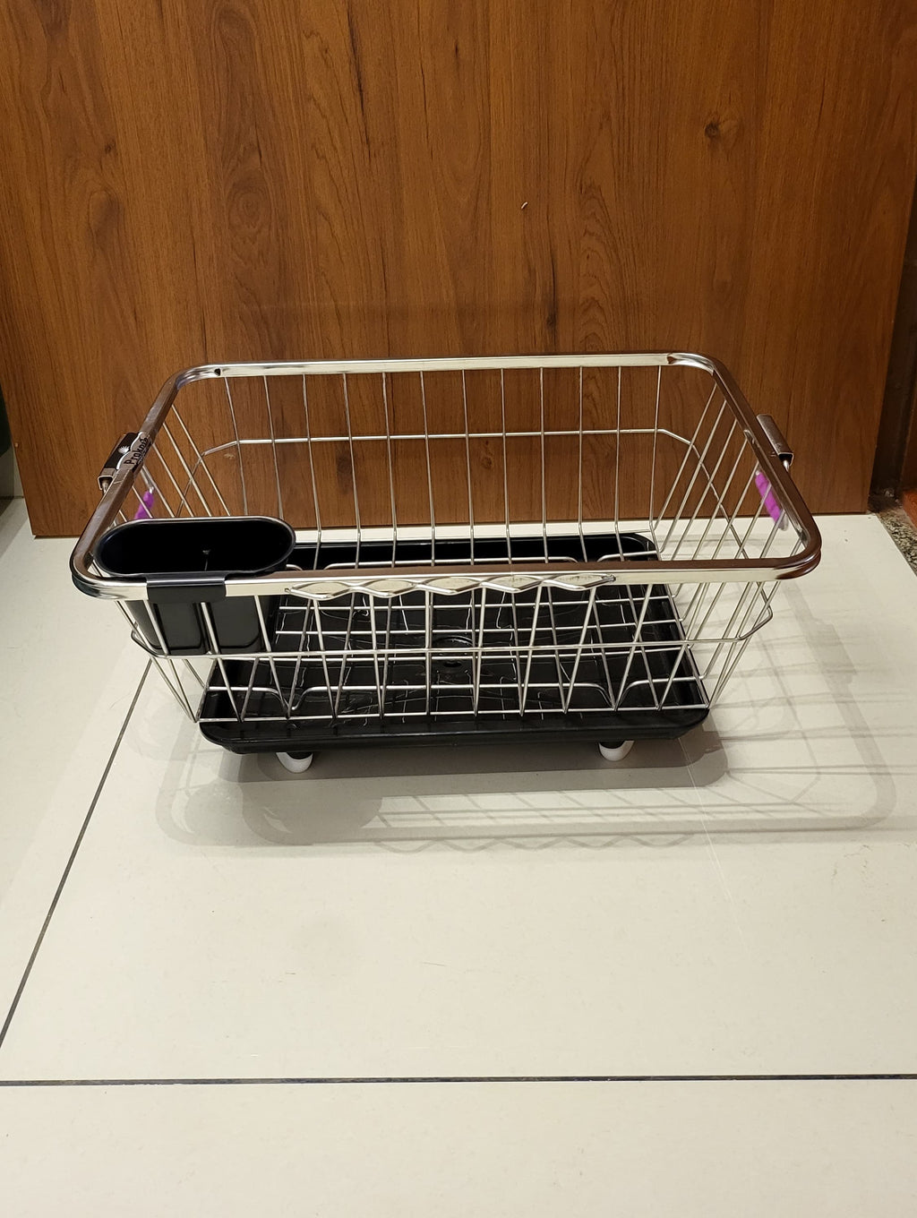 Premium Stainless Steel Dish Drainer Basket with Tray & Spoon Holder