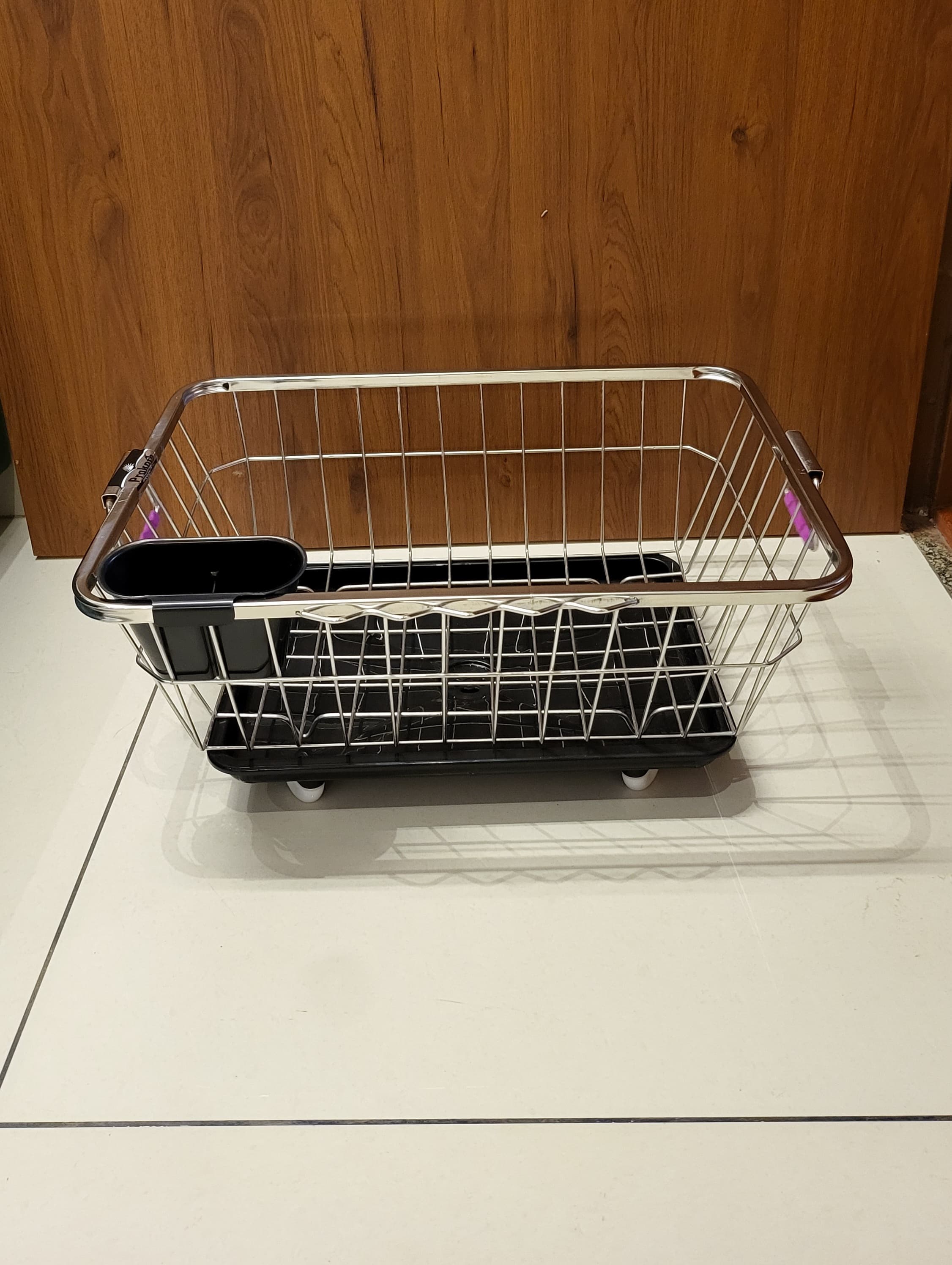 Premium Stainless Steel Dish Drainer Basket with Tray & Spoon Holder