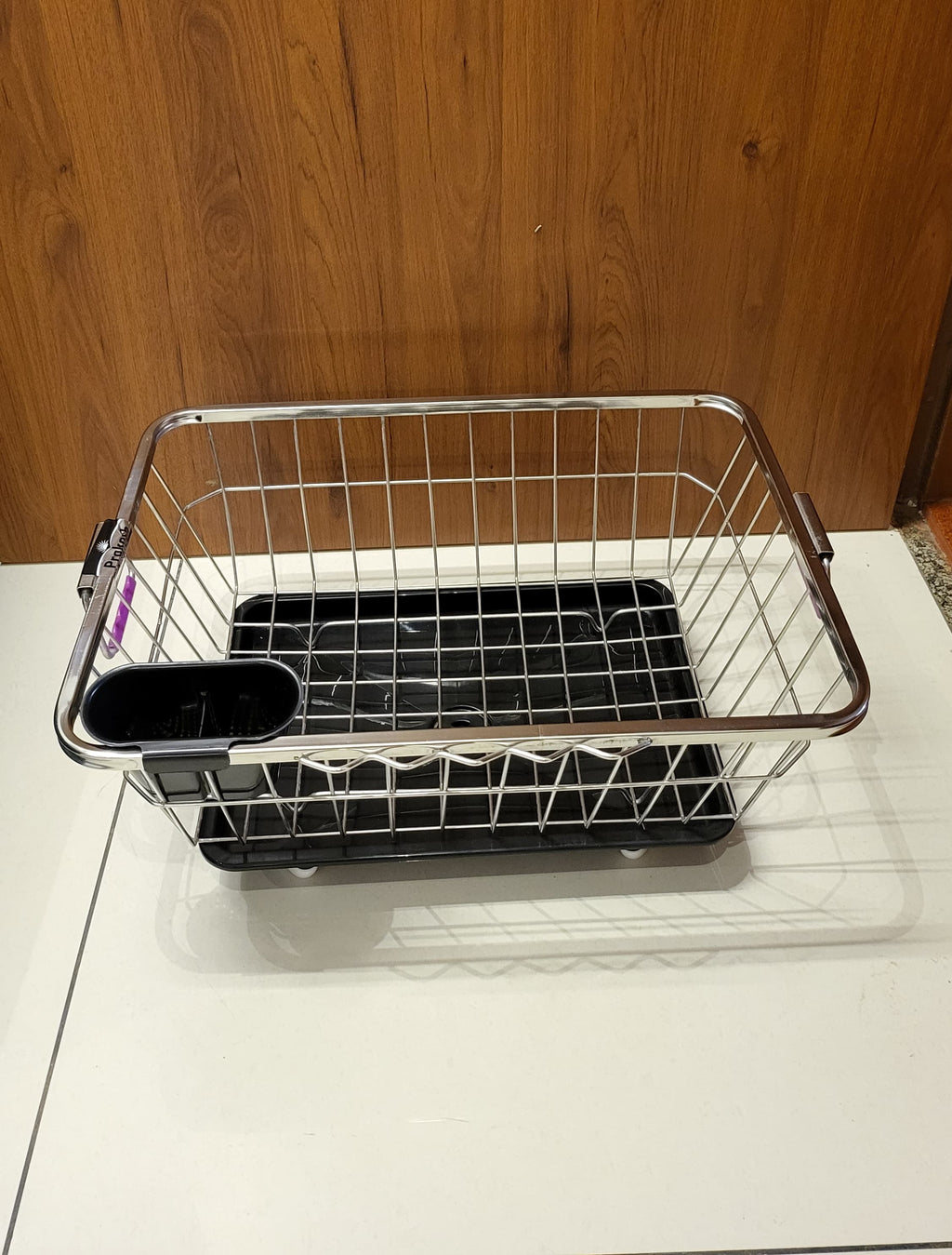 Premium Stainless Steel Dish Drainer Basket with Tray & Spoon Holder