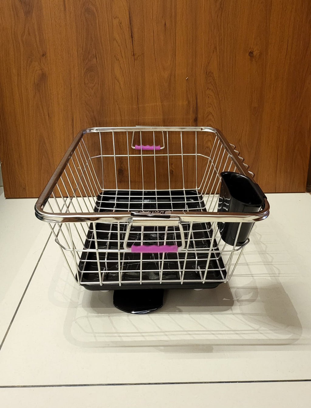 Premium Stainless Steel Dish Drainer Basket with Tray & Spoon Holder