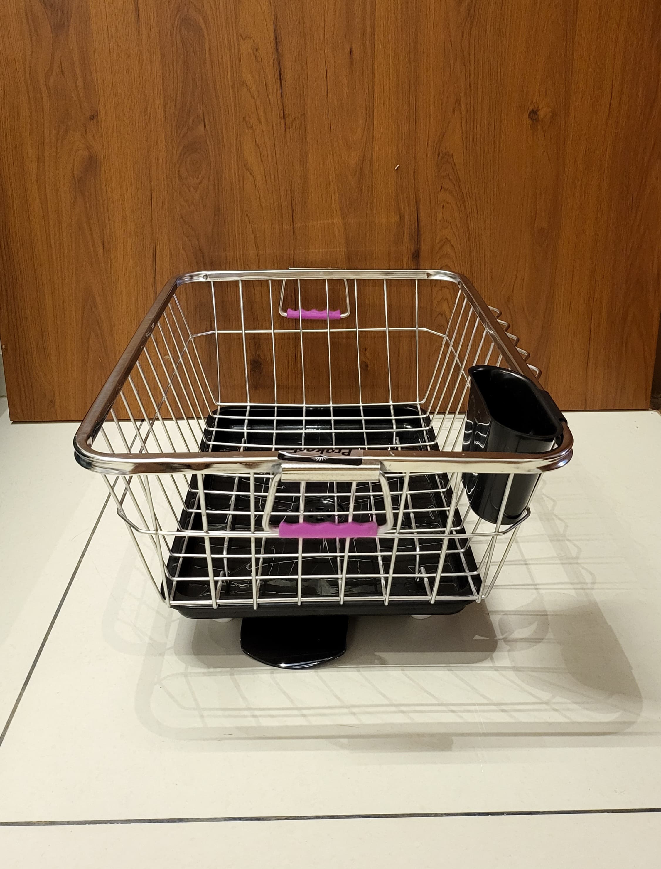Premium Stainless Steel Dish Drainer Basket with Tray & Spoon Holder