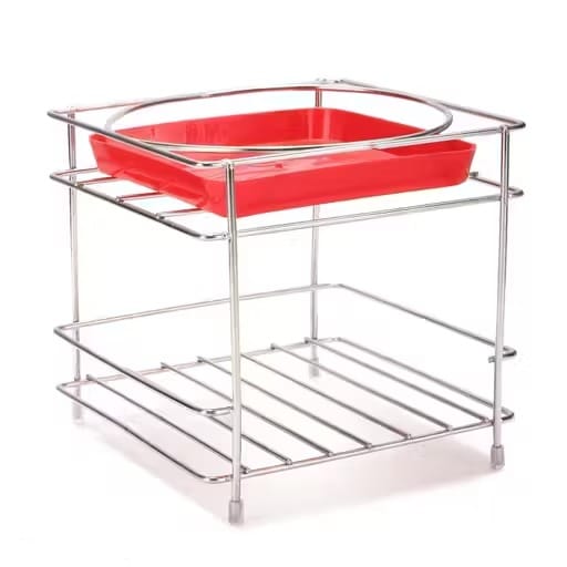 Premium Stainless Steel Matka Stand with Storage Rack