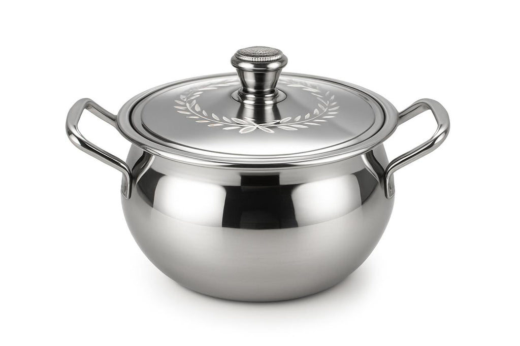Premium Stainless Steel Handi with Lid & Dual Handles | Heavy Duty Cooking Pot for Kitchen