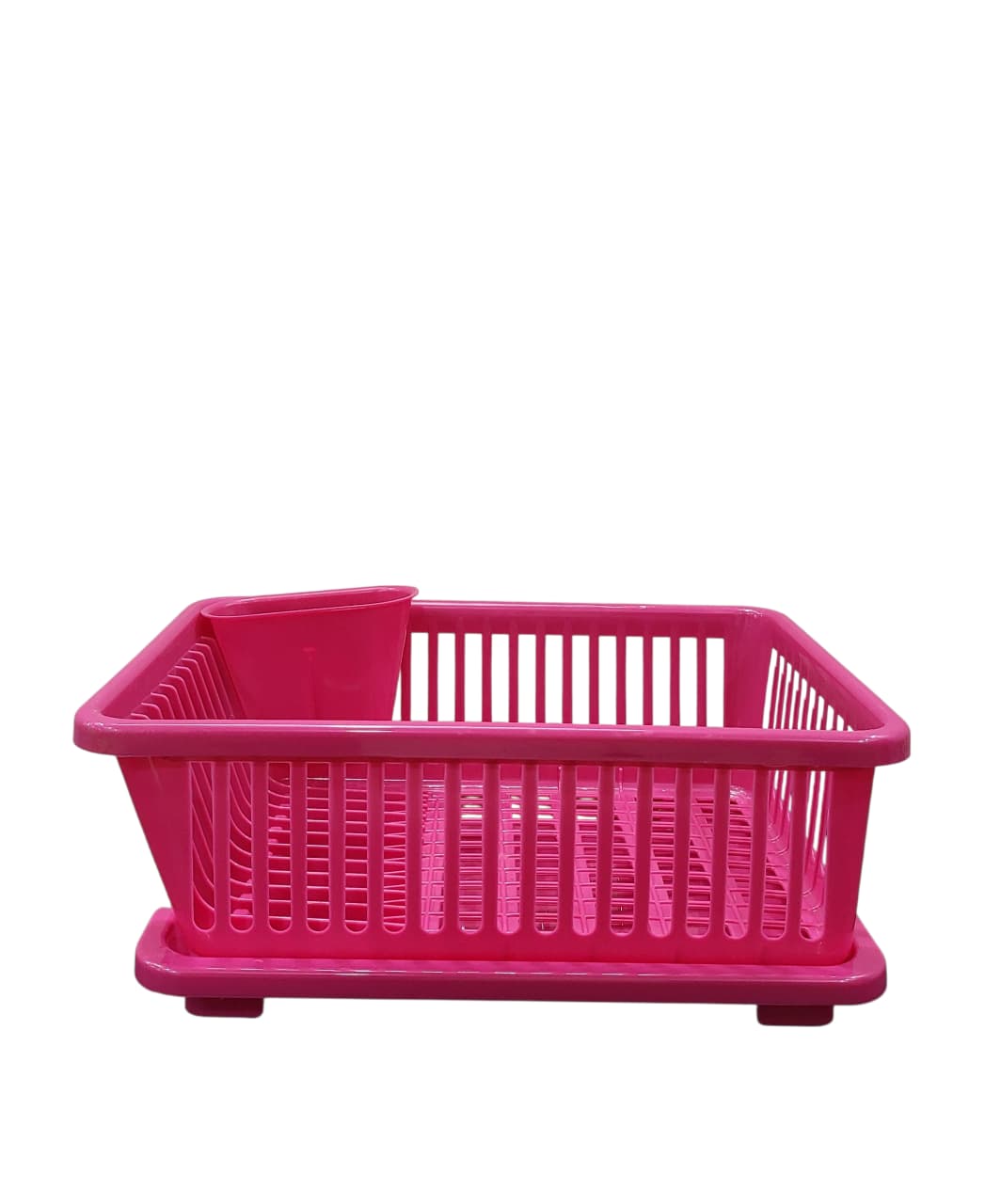 Smart Plastic Dish Drainer Rack with Drip Tray | Kitchen Dish Drying Basket (PINK COLOUR)