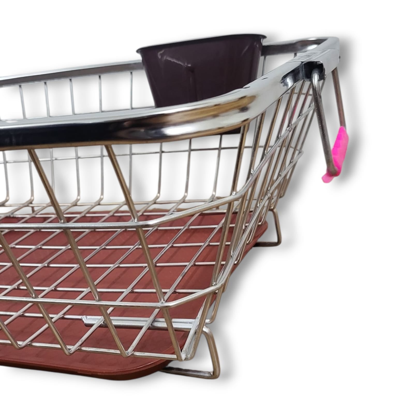 Stainless Steel Dish Drainer Basket with Drip Tray & Cutlery Holder