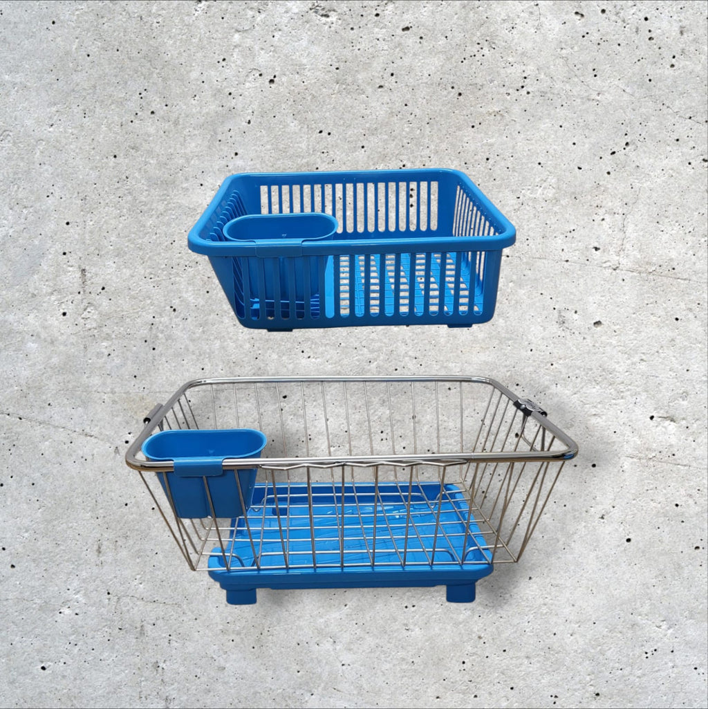 Premium Stainless Steel Dish Drainer Basket with FREE Virgin Plastic Basket & Spoon Holder Combo