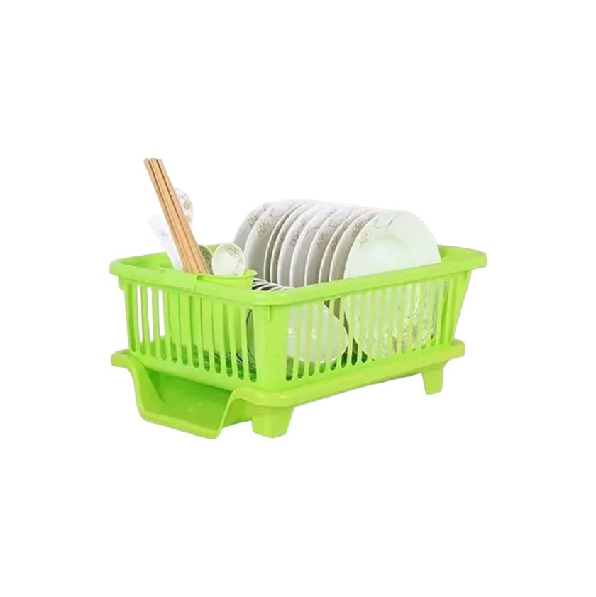 VIRGIN PLASTIC GREEN DISH DRAINER BASKET