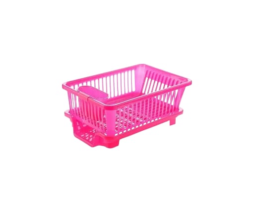 VIRGIN PLASTIC PINK DISH DRAINER BASKET