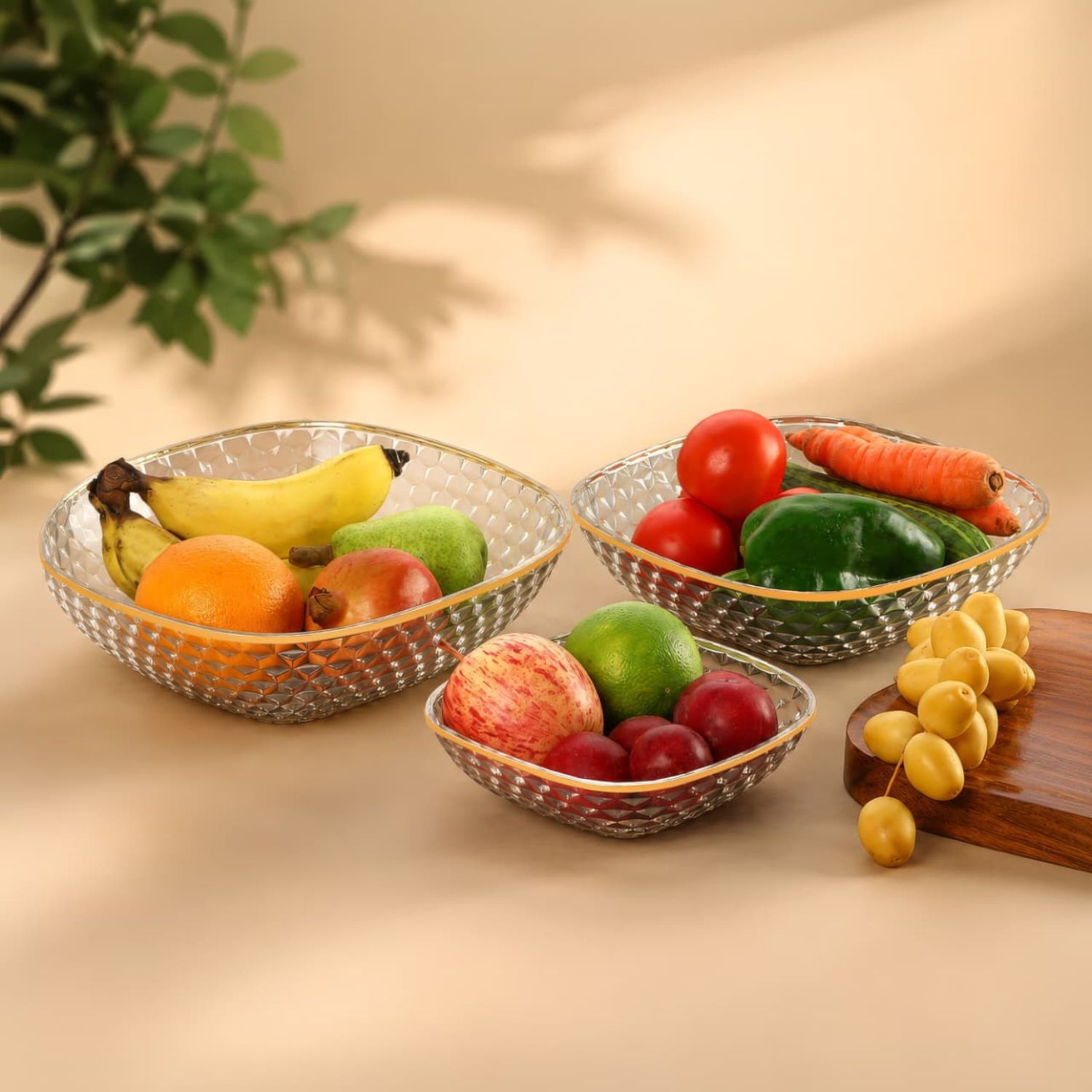 Elegant Crystal-Style Decorative 3-Piece Serving Set